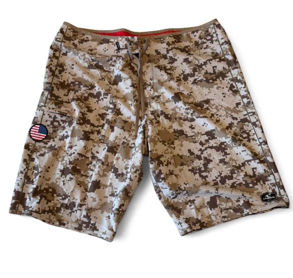 O'Neill GI Jack Patriotic Hyperfreak Digital Camo Board Shorts Size 38